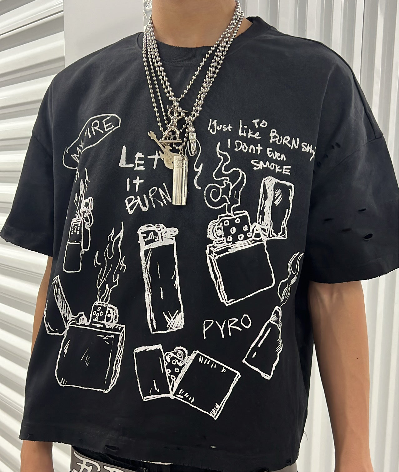 Faded Black Distressed Pyro Tee