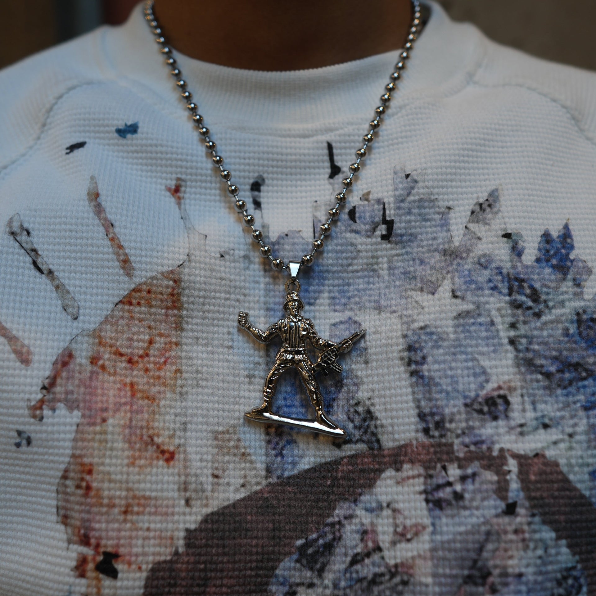 Toy Soldiers Necklace - Silver Grenade